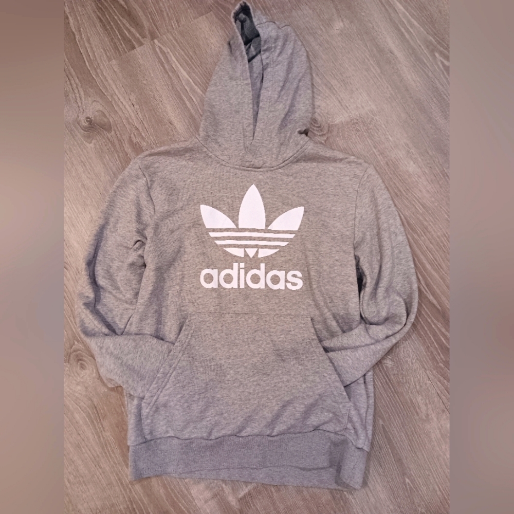 Adidas Youth Large Hoodie Gray